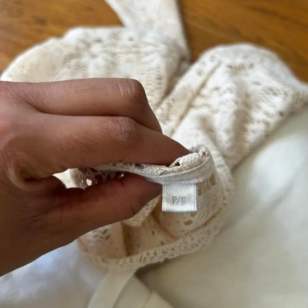 White Crochet Blouse- Boho Blouse - Picture 7 of 8